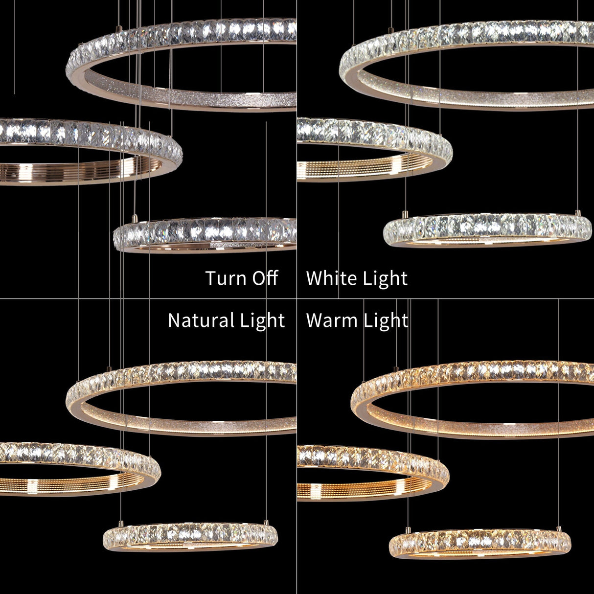 Lightsin Modern Crystal LED Triple-Ring Pendant Light Lightsin UK 