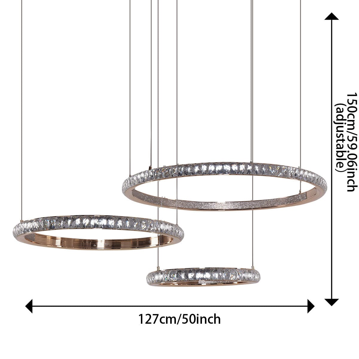 Lightsin Modern Crystal LED Triple-Ring Pendant Light Lightsin UK 