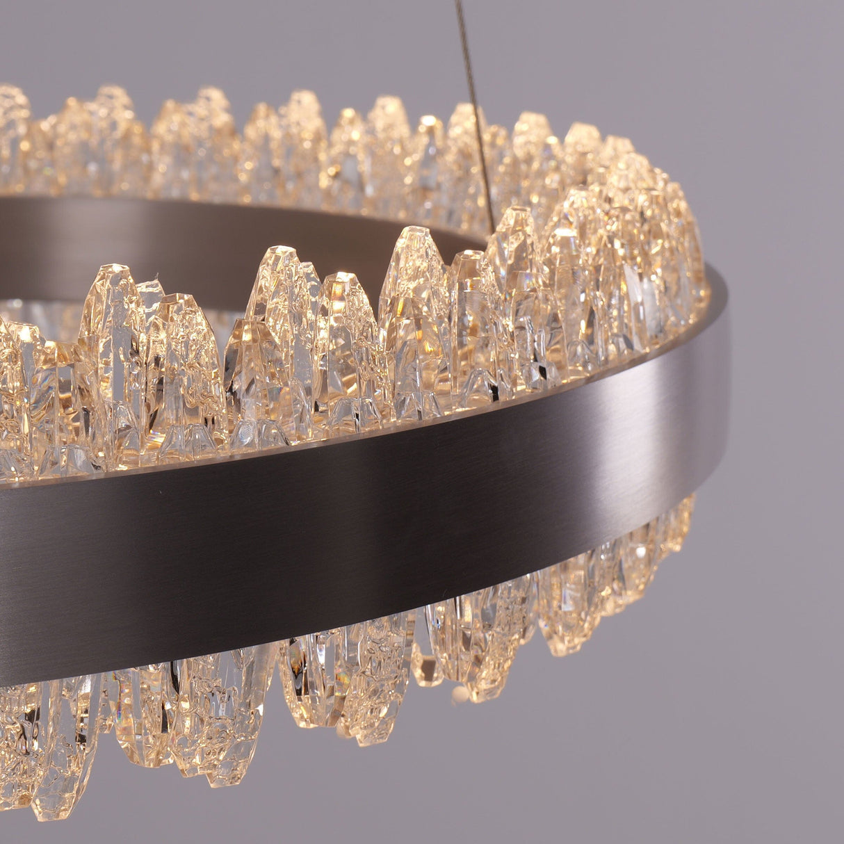 Lightsin Stylish Gold LED Circular Pendant Light with Crystal Edges Lightsin UK 