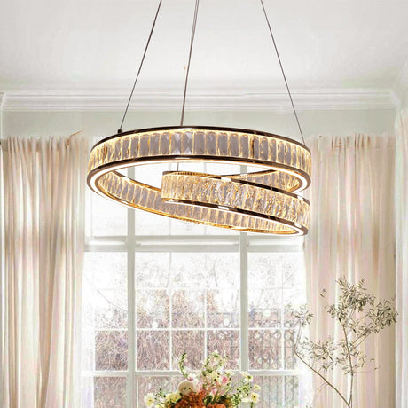 Lightsin Elegant Gold Crystal Swirl Pendant Light Luxury Crystal Chandelier for Living Room Lightsin UK 