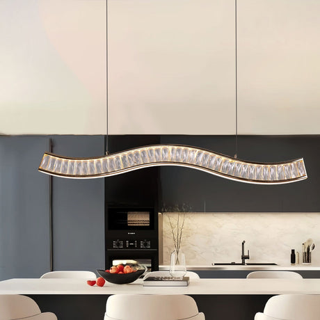 Lightsin Gold Crystal Wave LED Pendant Light Modern Chandelier for Contemporary Interiors Lightsin UK 