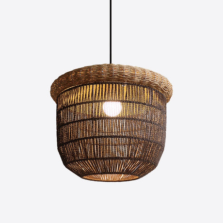 Lightsin Rustic Paper Rope and Iron Basket Pendant Light for Cozy Spaces Lightsin UK 