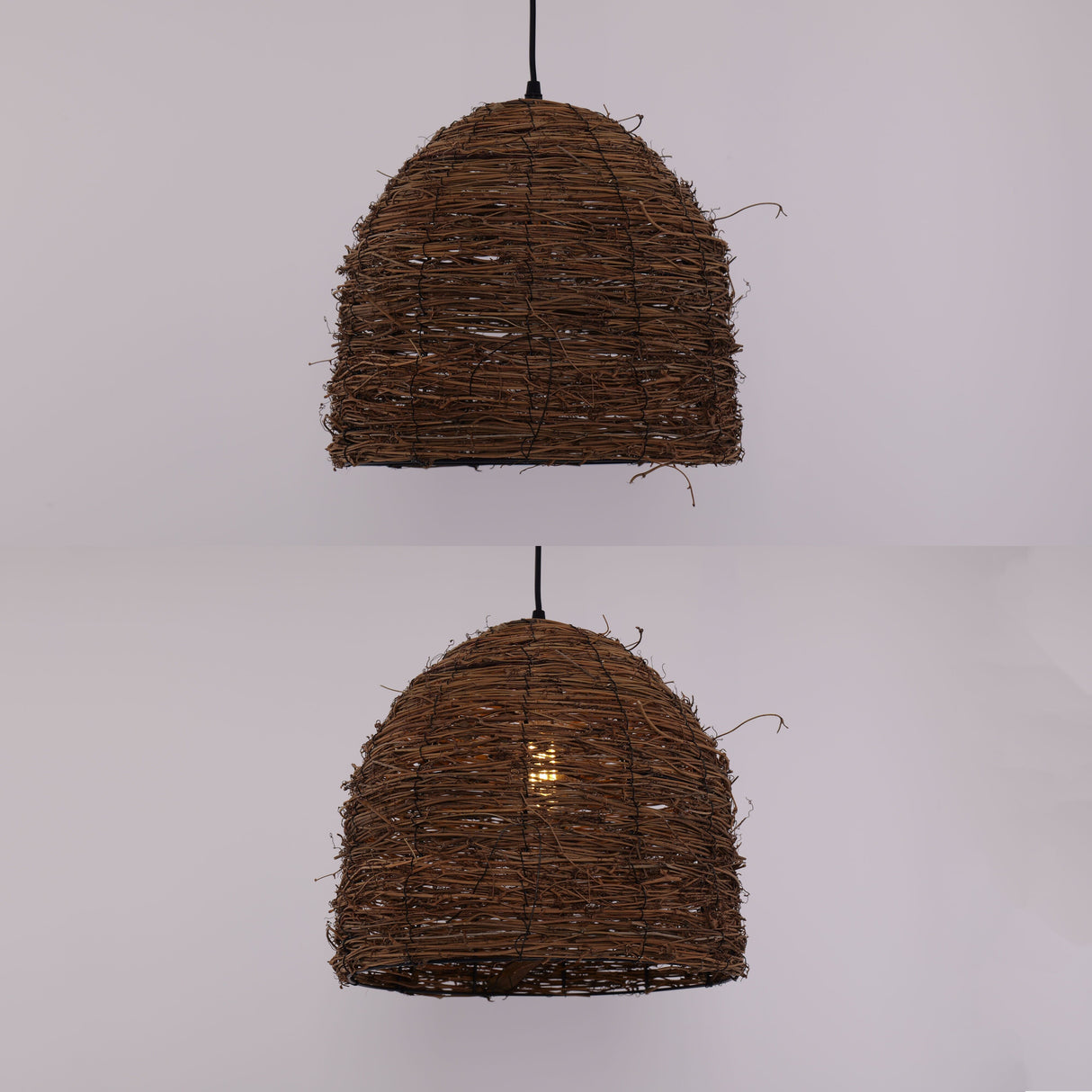 Lightsin Rustic Woven Rattan Dome Pendant Light for Cozy Interiors Lightsin UK 