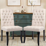 107cm Height Set of 2 Comfortable Linen Buttoned Dining Chairs Dining Chairs Living and Home 