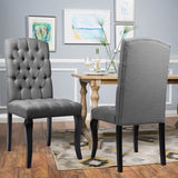 107cm Height Set of 2 Comfortable Linen Buttoned Dining Chairs Dining Chairs Living and Home 