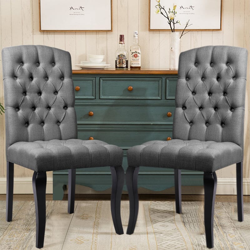 107cm Height Set of 2 Comfortable Linen Buttoned Dining Chairs Dining Chairs Living and Home 