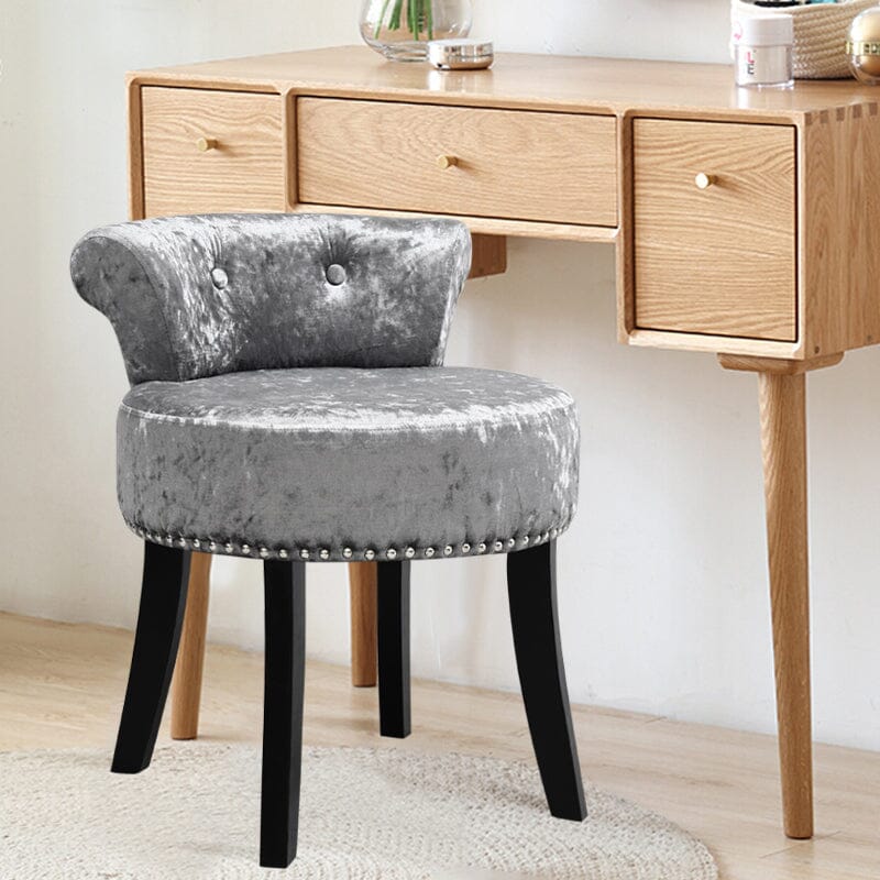 Velvet Upholstery Round Accent Chair Dressing Stool Dressing Table Stools Living and Home 