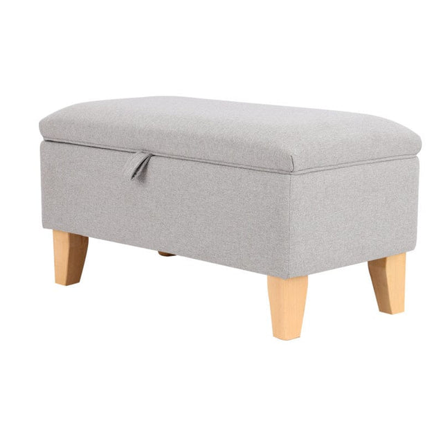 Linen Upholstered Storage Ottoman Footstool Living and Home 