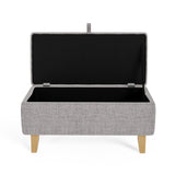 Linen Upholstered Storage Ottoman Footstool Living and Home 