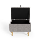 Linen Upholstered Storage Ottoman Footstool Living and Home 