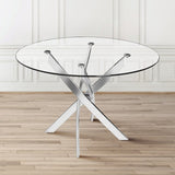 90cm Round Dining Table Tempered Glass Coffee Table Dining Tables Living and Home 