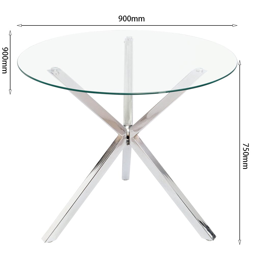 90cm Round Dining Table Tempered Glass Coffee Table Dining Tables Living and Home 