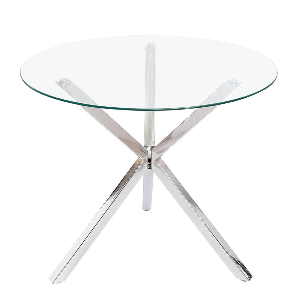 90cm Round Dining Table Tempered Glass Coffee Table Dining Tables Living and Home 