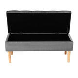 100cm Grey Velvet Upholstered Storage Bench Storage Footstools & Benches Living and Home 