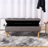 100cm Grey Velvet Upholstered Storage Bench Storage Footstools & Benches Living and Home 