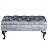 100cm Wide Grey Velvet Upholstery Storage Bench Footstool Storage Footstools & Benches Living and Home 