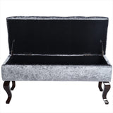 100cm Wide Grey Velvet Upholstery Storage Bench Footstool Storage Footstools & Benches Living and Home 