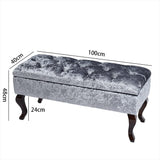 100cm Wide Grey Velvet Upholstery Storage Bench Footstool Storage Footstools & Benches Living and Home 