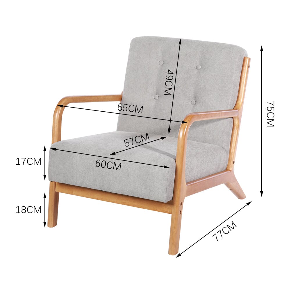 Wood Single Sofa Lounge Chair with Cushion Lounge Chairs Living and Home 