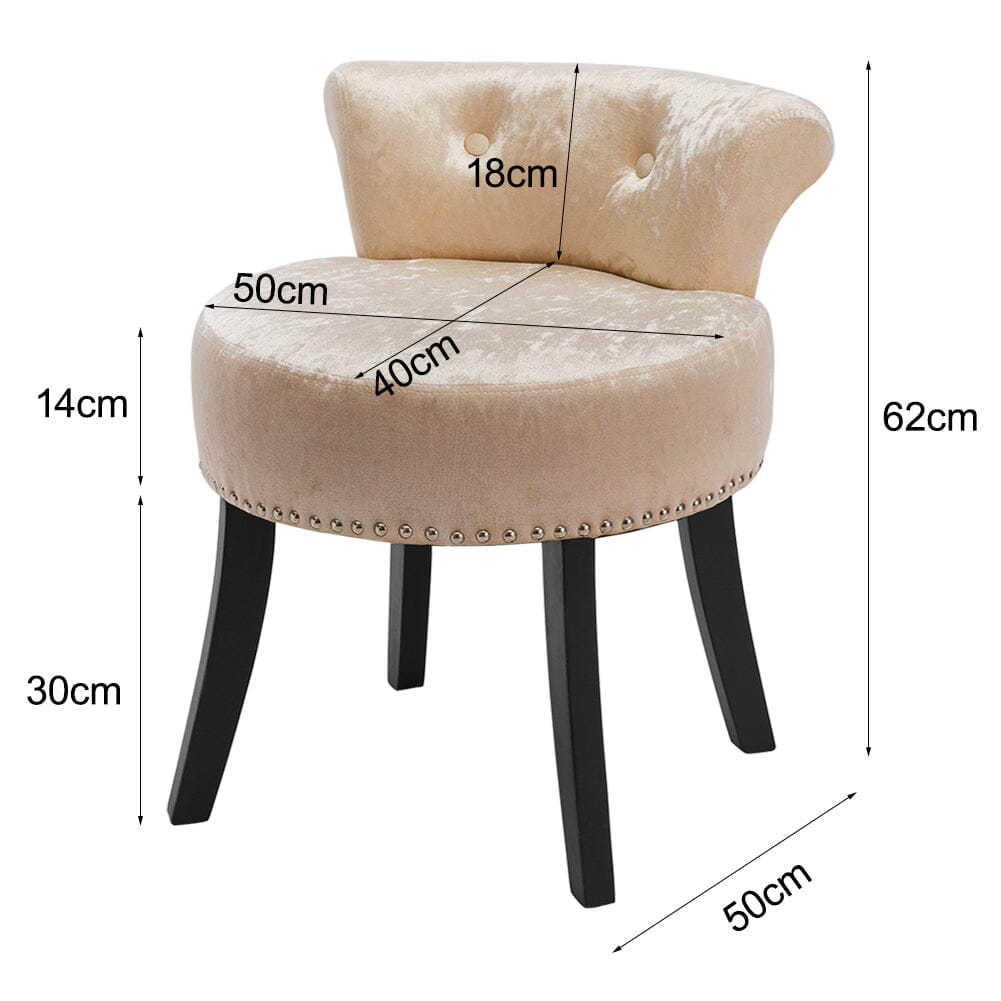 Velvet Upholstery Round Accent Chair Dressing Stool Dressing Table Stools Living and Home 