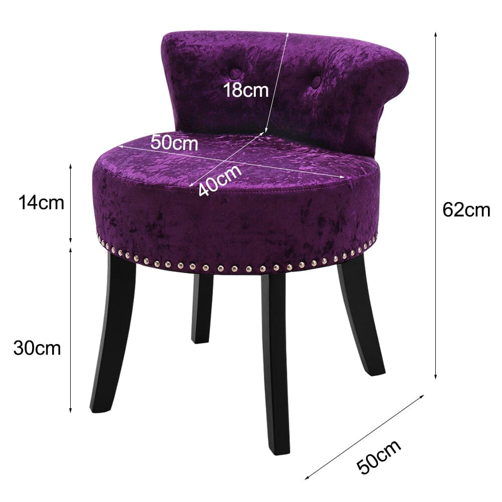 Velvet Upholstery Round Accent Chair Dressing Stool Dressing Table Stools Living and Home 