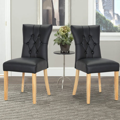 Elegant Black Dining Chair with PU Leather and Rubberwood Legs Living and Home 