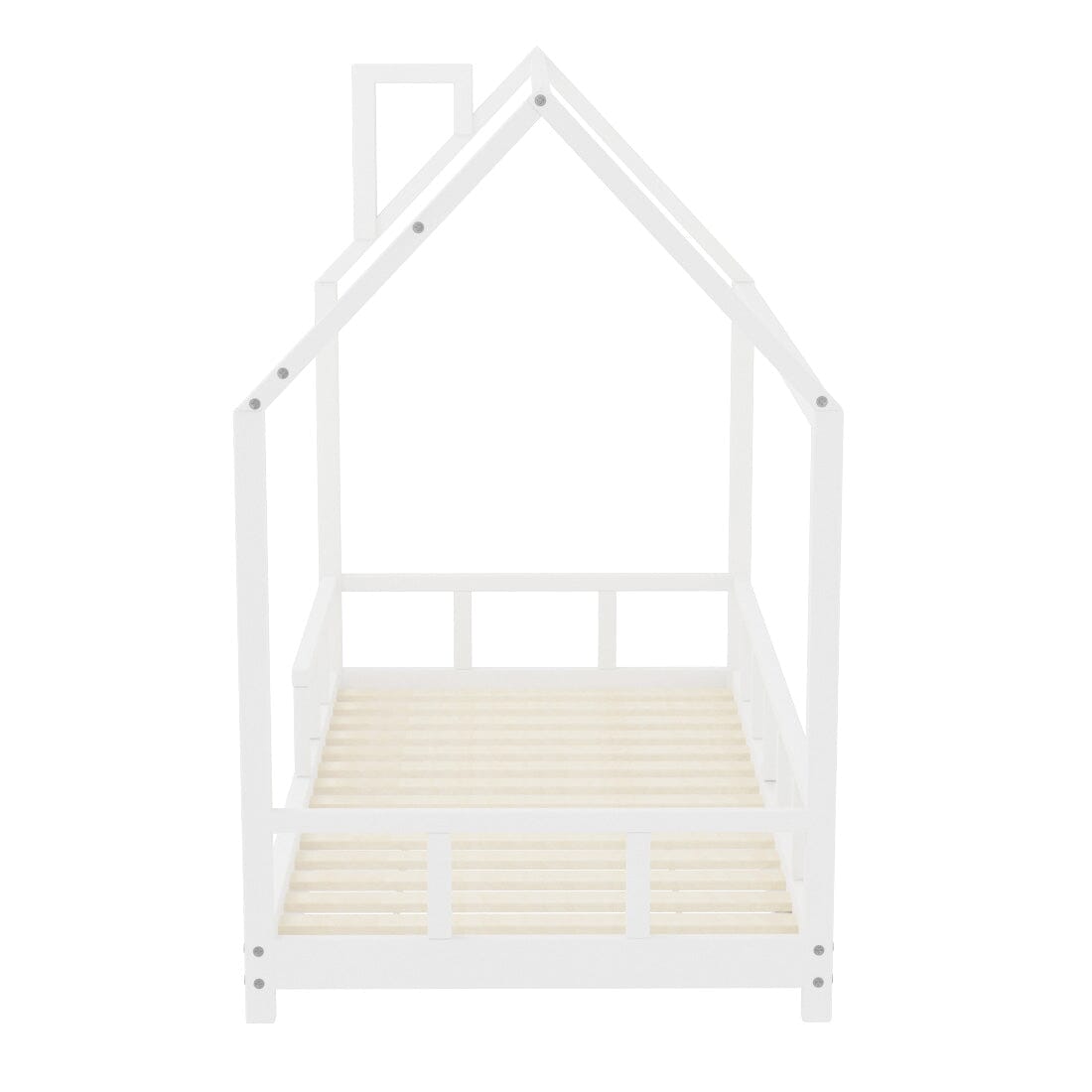 House Shape Bed Frame Pine Wood Toddler Bed with Safety Guard Fence Bed Frames Living and Home 