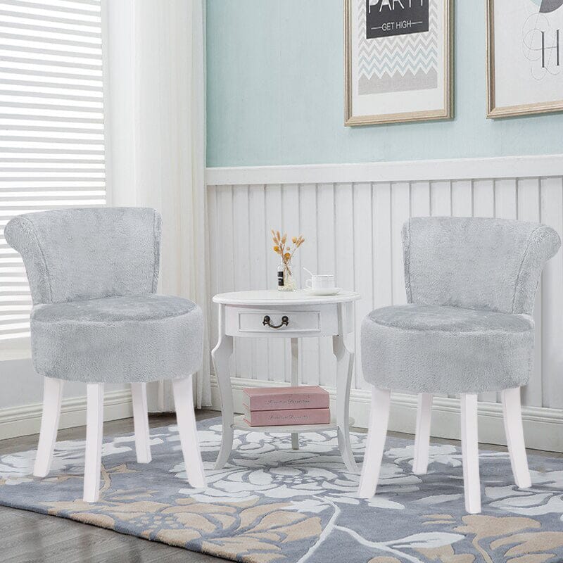 Modern Plush Upholstered Dressing Table Chair with White Legs Living and Home 