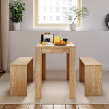 2 Benches Nesting Style Kitchen Coffee Set Space Saving White Dining Sets Living and Home Wood color 