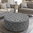 Linen Tufted Round Cocktail Ottoman with Solid Wood Footstools Living and Home 