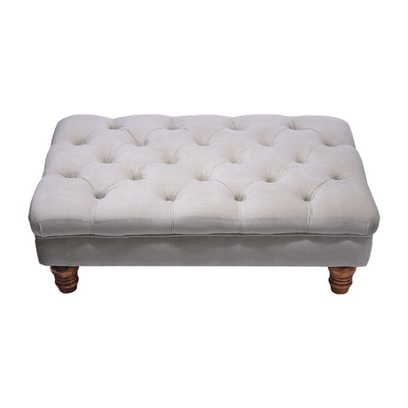 3Ft Wide Velvet Buttoned Thick Padded Footstool Footstools Living and Home 