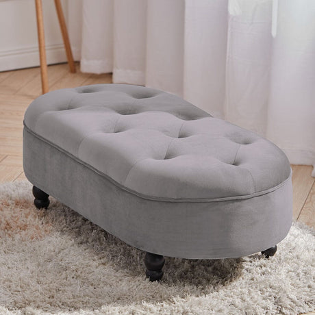 Tufted Oval Cocktail Ottoman Footstool Footstools Living and Home 