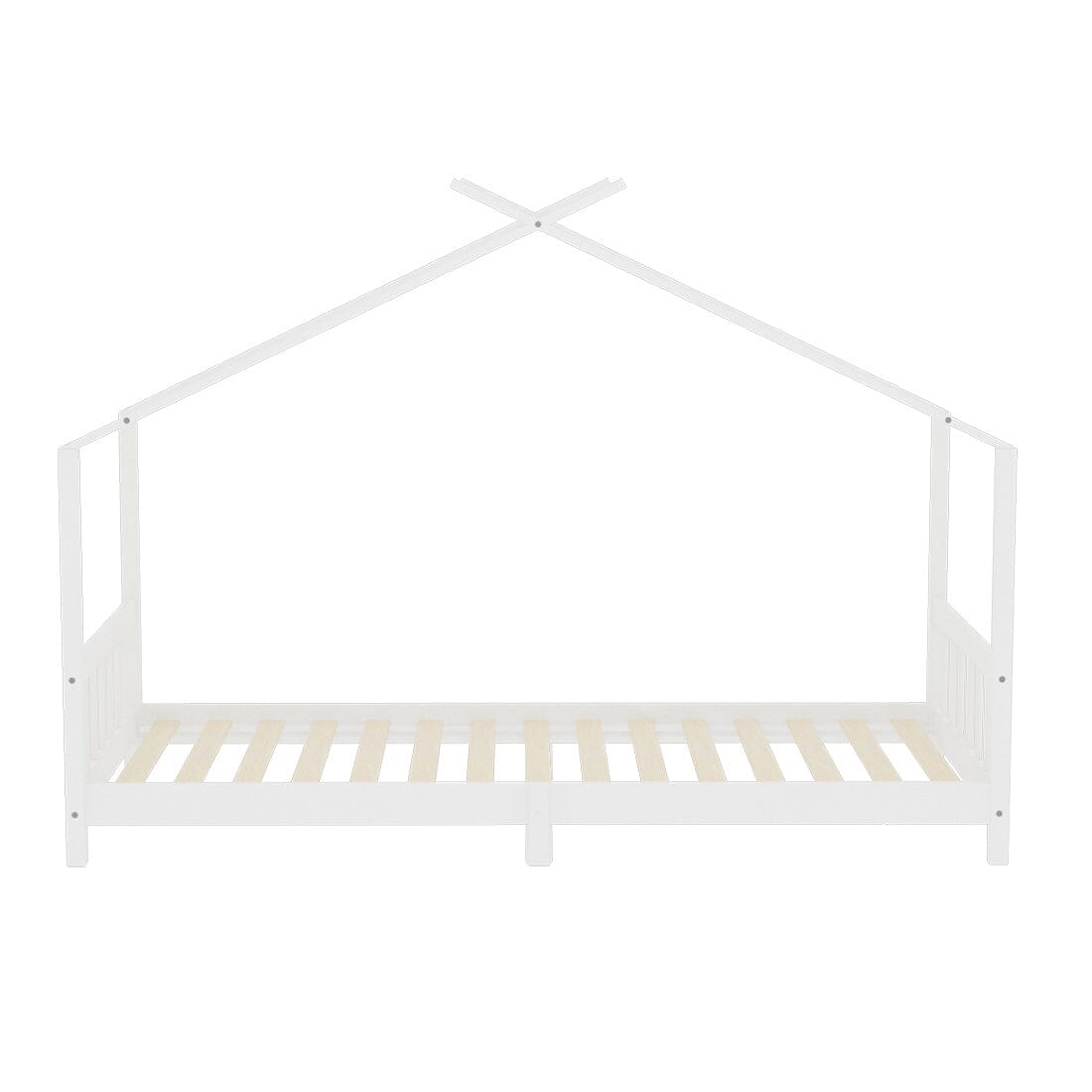 Nordic Style Pine Wood Bed Frame Toddler Kid Single Bed with Roof Bed Frames Living and Home 