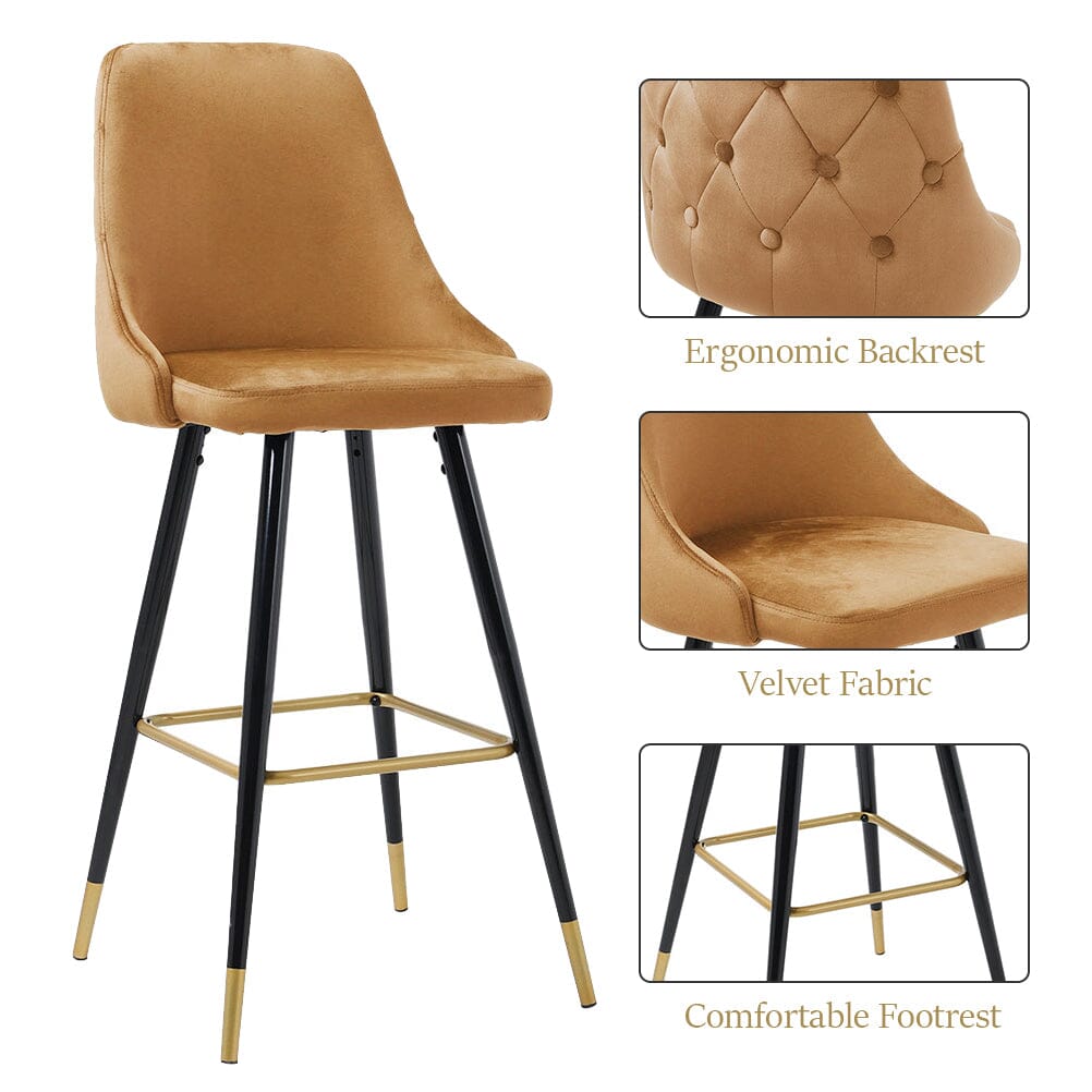 3ft Height Bar Stools with Footrest Set of 2 Velvet Padded Bar Stools Living and Home 