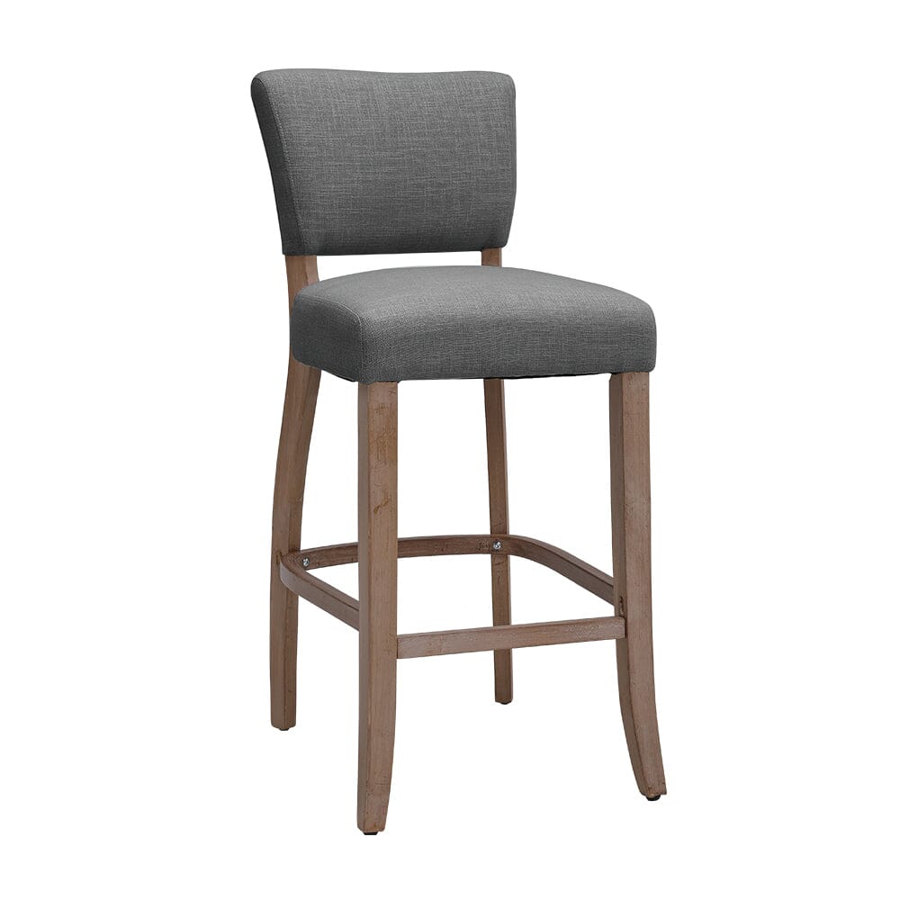 105cm Height Set of 2 Linen Bar Stool with Natural Wood Legs Bar Stools Living and Home 