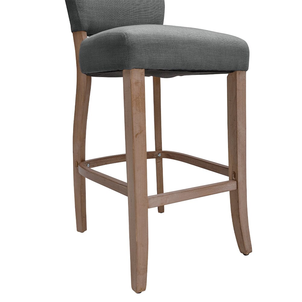 105cm Height Set of 2 Linen Bar Stool with Natural Wood Legs Bar Stools Living and Home 