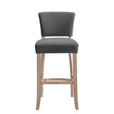 105cm Height Set of 2 Linen Bar Stool with Natural Wood Legs Bar Stools Living and Home 