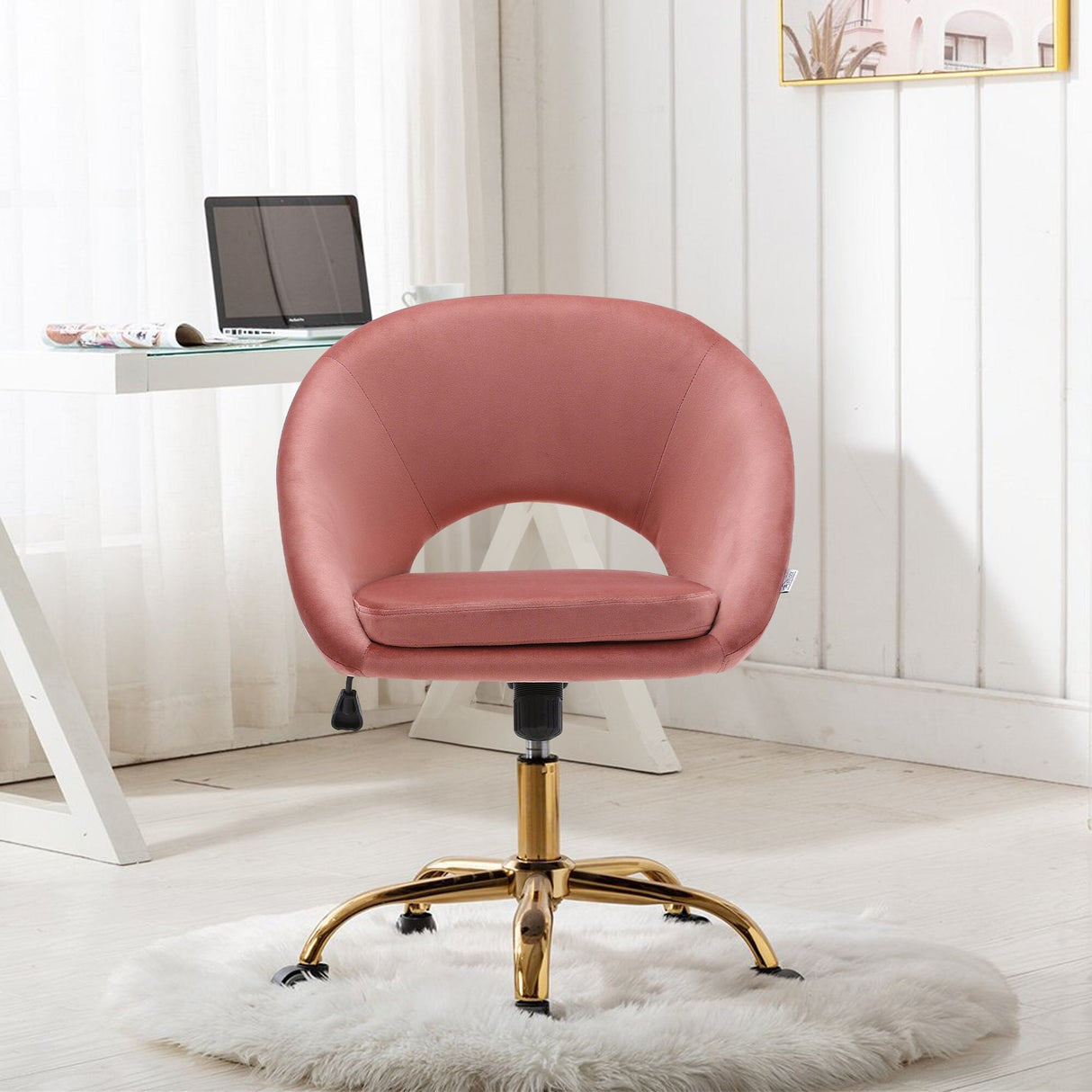 Velvet Swivel Office Chair Height Adjustable Home Office Chairs Living and Home 