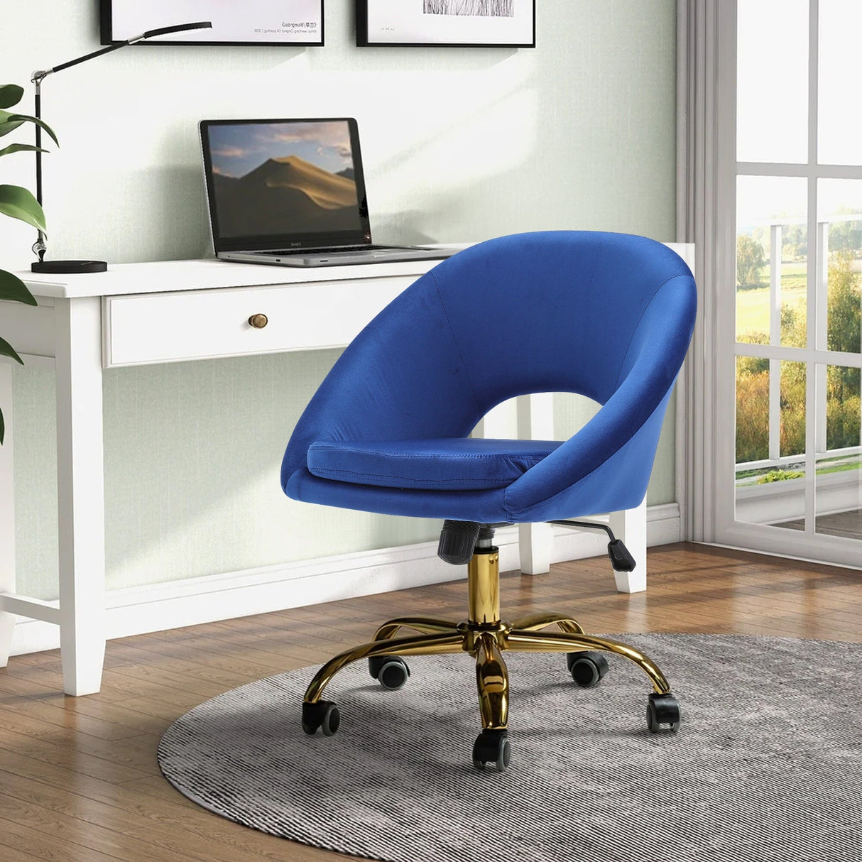 Velvet Swivel Office Chair Height Adjustable Home Office Chairs Living and Home 