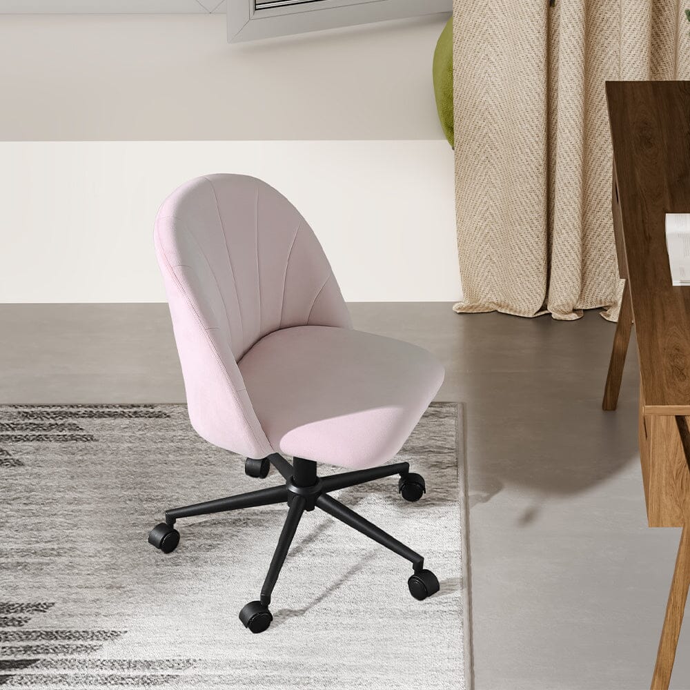 Pink Velvet Adjustable Office Chair with Rolling Wheels Living and Home 