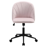 Pink Velvet Adjustable Office Chair with Rolling Wheels Living and Home 