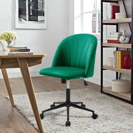 Modern Green Office Chair with Velvet Upholstery and Rolling Base Living and Home 