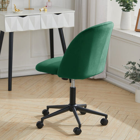 Modern Green Office Chair with Velvet Upholstery and Rolling Base Living and Home 