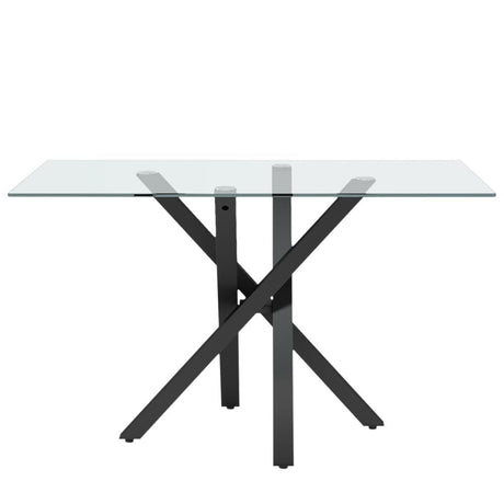 Glass Top Dining Table 130x80cm with Crossing Metal Legs Dining Tables Living and Home 