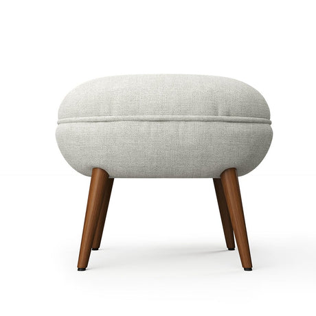 Linen Oval Stool Ottoman Footstool with Wooden Legs Footstools Living and Home 