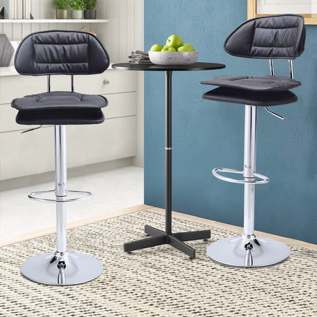 Stylish Black Adjustable Bar Stool with Cloud-Shaped PU Upholstery Living and Home 