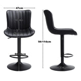 Set of 2 Bar Stools with Black Leather Swivel Adjustable Height Bar Stools Living and Home 