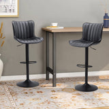 Set of 2 Bar Stools with Black Leather Swivel Adjustable Height Bar Stools Living and Home 