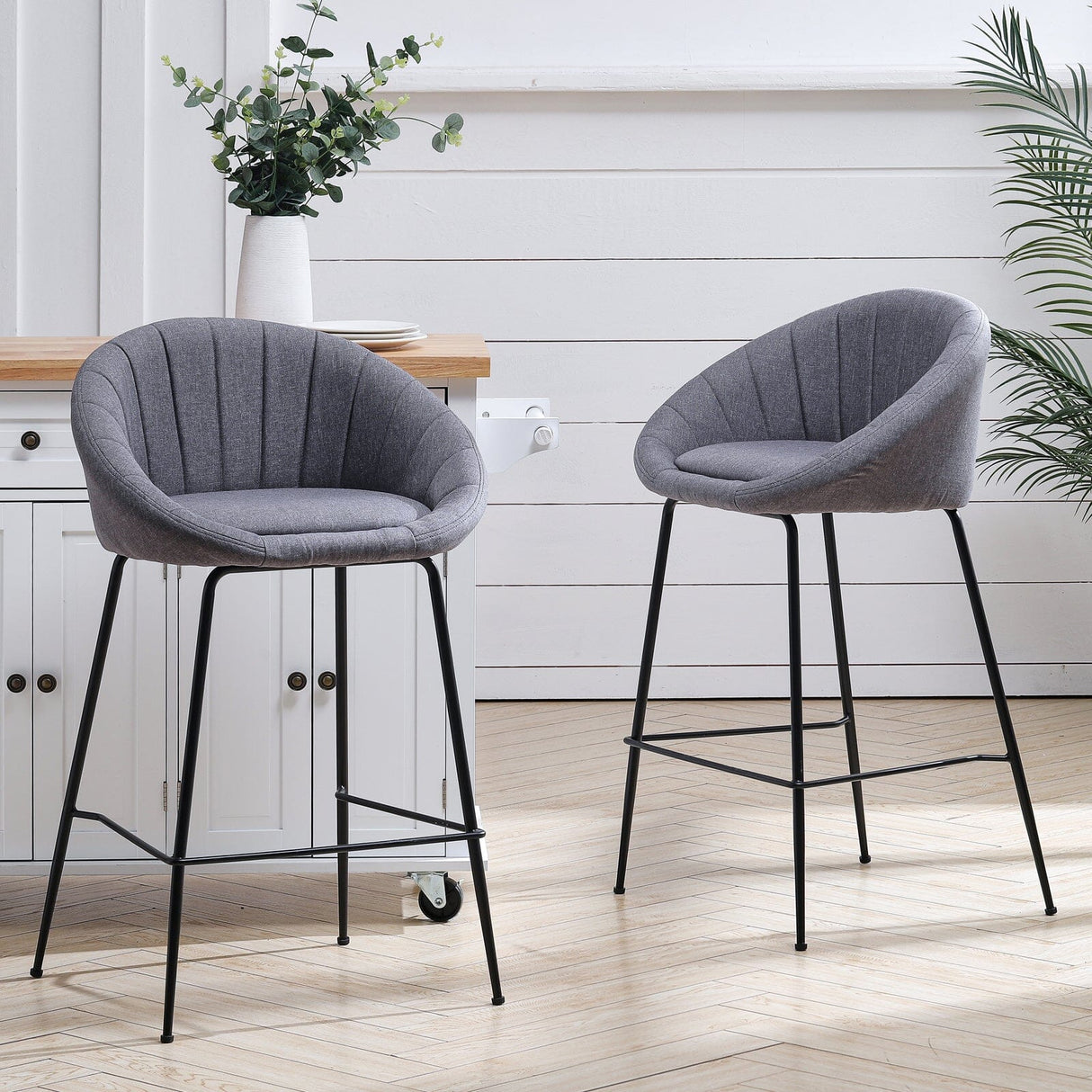 Grey Round Backrest Chair with Metal Legs Living and Home 