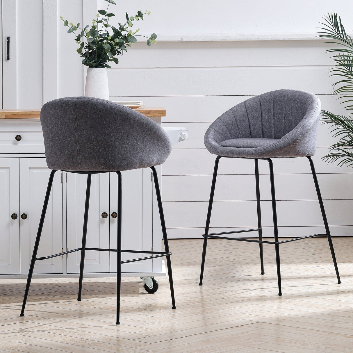 Grey Round Backrest Chair with Metal Legs Living and Home 